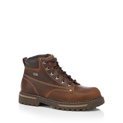 Skechers Dark brown 'Bully II' leather work boots